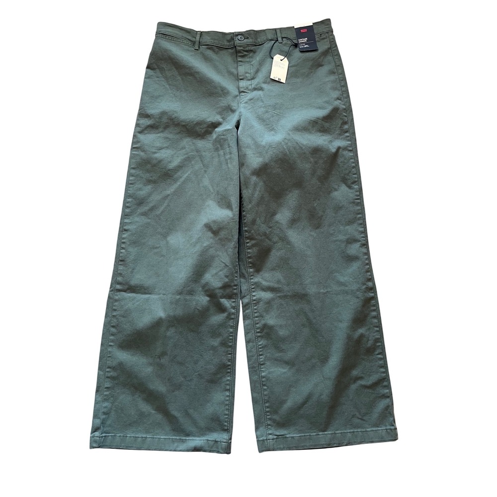 Levis Vtg Chinos Womens 34 High Rise Wide Leg Olive‎ Green Pants A8697-0002 NWT